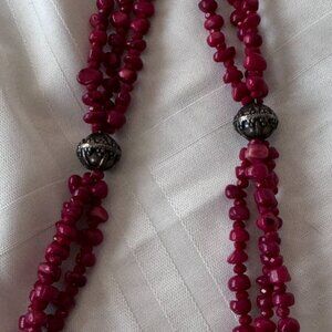 Red beaded Necklace with antique details